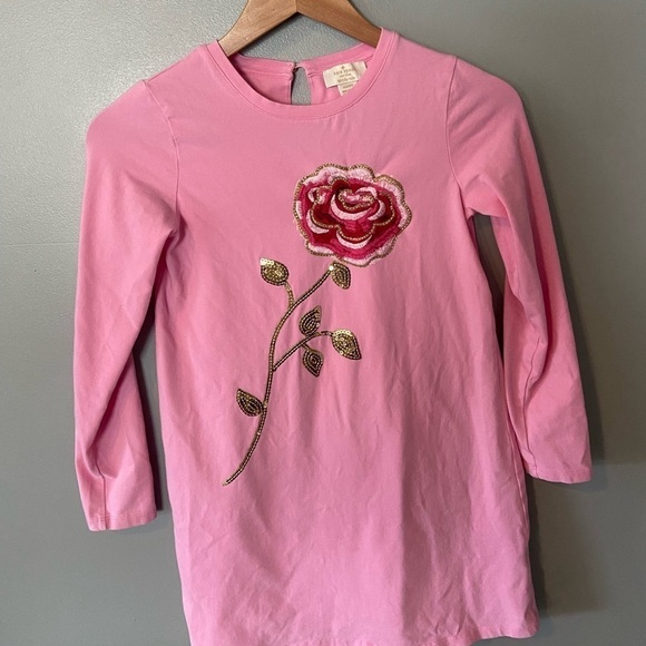 Kate Spade Girls Bubblegum Pink Embroidered Rose Dress - Picture 5 of 11